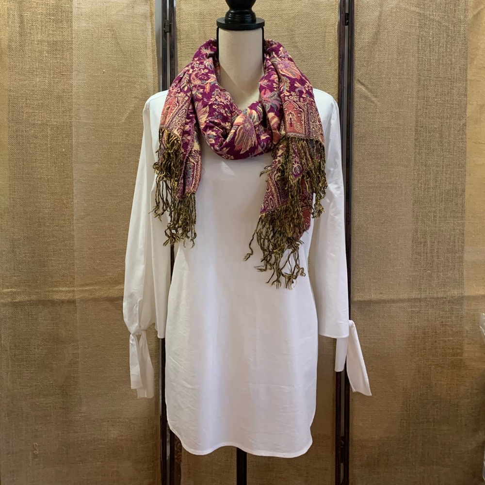 Reversible Shawl/Wrap- Beige and Magenta